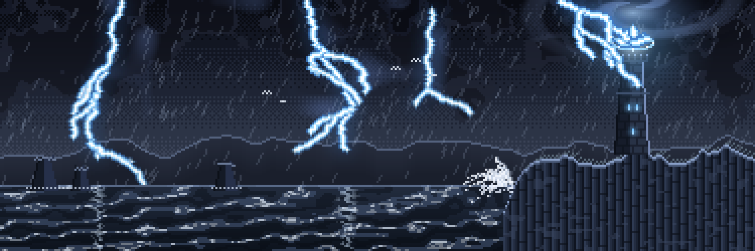 A stormcaller's tower struck by lightning above a raging sea